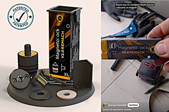 Kit de bloqueo MagnetoLock V2.0 REMACH XL junto a técnico de Cerrajería Reyes instalando el dispositivo de seguridad.