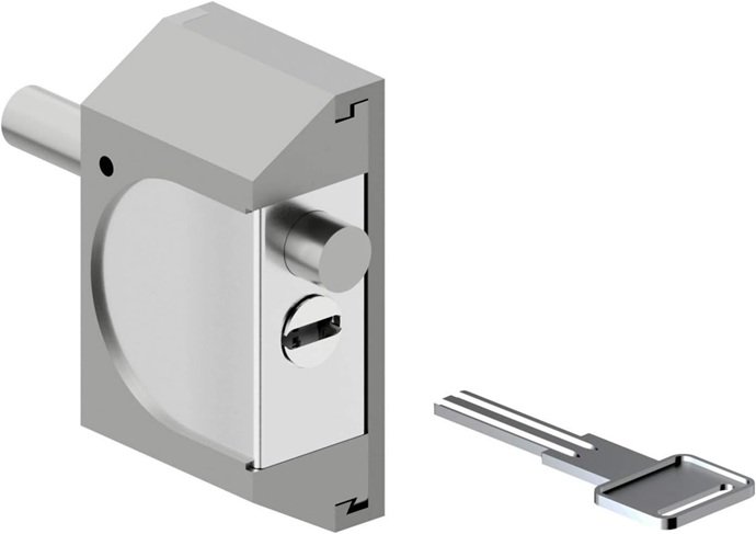 Cerradura blindada Disec Mod. RIF 06 con protección de lente y bloqueo por cilindro de perfil europeo.